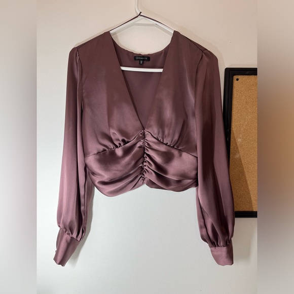 Dynamite Tops - Dynamite : Satin long sleeve top